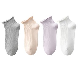 4 Pairs Women's Ultra-Thin Ribbed Ankle Socks Soft Stretch Breathable Design