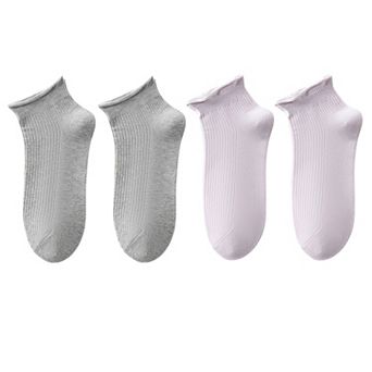 4 Pairs Women's Ultra-Thin Ribbed Ankle Socks Soft Stretch Breathable Design