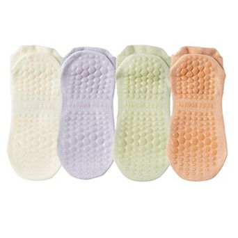 4-Pack Women's Mesh Top Non-Slip Yoga Socks with Full Sole Grips and Breathable Lightweight Fabric