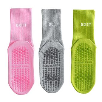 3 Pair Combo Sale Anti Slip Crew Socks with Grip Soles and Ribbed Cuffs in Multiple Color Options