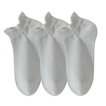 3-Pack Women's Low Cut Ankle Socks with Heel Tab Design Antibacterial Cotton