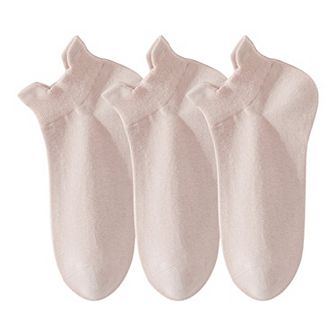 3-Pack Women's Low Cut Ankle Socks with Heel Tab Design Antibacterial Cotton
