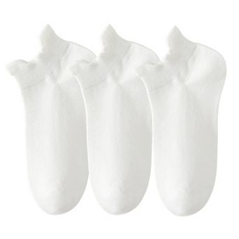 3-Pack Women's Low Cut Ankle Socks with Heel Tab Design Antibacterial Cotton