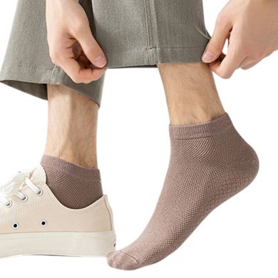 3-Pack Men’s Cotton Ankle Socks with Breathable Mesh Knit and Odor-Resistant Antibacterial Design