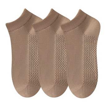 3-Pack Men’s Cotton Ankle Socks with Breathable Mesh Knit and Odor-Resistant Antibacterial Design