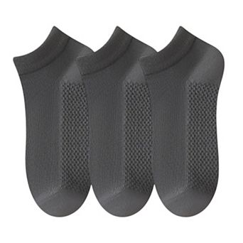 3-Pack Men’s Cotton Ankle Socks with Breathable Mesh Knit and Odor-Resistant Antibacterial Design