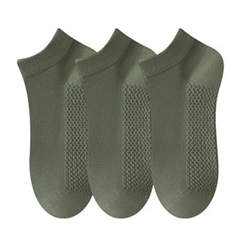 3-Pack Men’s Cotton Ankle Socks with Breathable Mesh Knit and Odor-Resistant Antibacterial Design