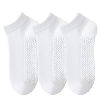 3-Pack Men’s Cotton Ankle Socks with Breathable Mesh Knit and Odor-Resistant Antibacterial Design