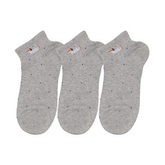 3-Pack Women's Cotton Ankle Socks with Embroidered Dog and Dotted Knit Pattern