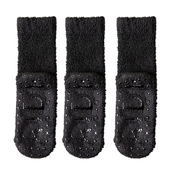 3 Pairs Women's Plush Non-Slip Crew Socks with Thick Fleece Lining and Cozy Warm Fit