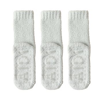 3 Pairs Women's Plush Non-Slip Crew Socks with Thick Fleece Lining and Cozy Warm Fit
