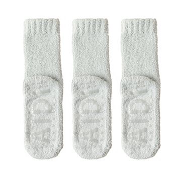 3 Pairs Women's Plush Non-Slip Crew Socks with Thick Fleece Lining and Cozy Warm Fit