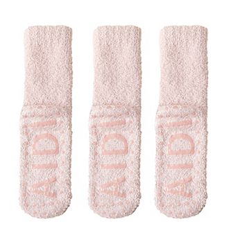3 Pairs Women's Plush Non-Slip Crew Socks with Thick Fleece Lining and Cozy Warm Fit