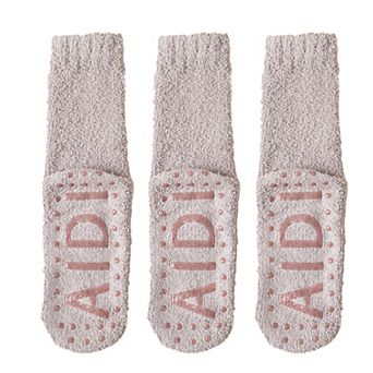 3 Pairs Women's Plush Non-Slip Crew Socks with Thick Fleece Lining and Cozy Warm Fit
