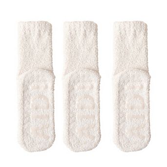 3 Pairs Women's Plush Non-Slip Crew Socks with Thick Fleece Lining and Cozy Warm Fit
