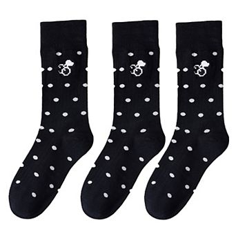 3 Pairs Women's Casual Crew Socks Assorted Patterns Striped Polka Dot and Bow Embroidery