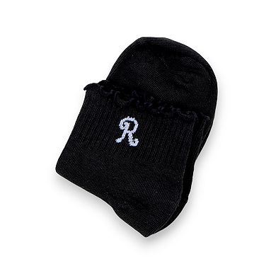 3-Pack Women's Crew Socks with Ruffle Lettuce Edge Trim and Delicate Embroidered Detail