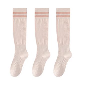 3-Pack Women's Over the Knee Sport Socks with Breathable Mesh Knit and Non-Slip Calf Support