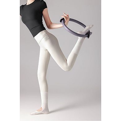 2-Pair Non-Slip Pilates Socks with Open Instep Cutout and Ribbed Knit Design