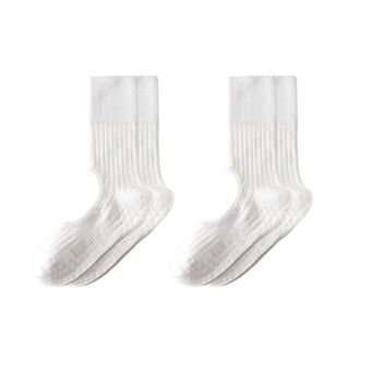 2-Pair Non-Slip Pilates Socks with Open Instep Cutout and Ribbed Knit Design