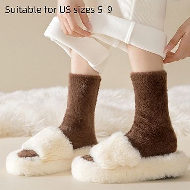 3-Pair Plush Fuzzy Socks with Soft Fluffy Texture and Mid-Calf Design for Warmth and Comfort