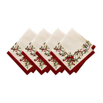 Villeroy & Boch Winter Bows & Garland Napkins, 17"x17", Set of 4
