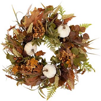 Northlight 26 in Artificial Pumpkins & Leaves Fall Harvest Wreath