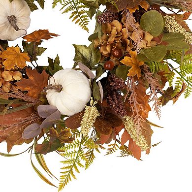 Northlight Pumpkins & Leaves Artificial Fall Harvest Wreath - 26-inch Unlit