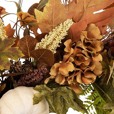 Northlight Pumpkins & Leaves Artificial Fall Harvest Wreath - 26-inch Unlit