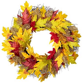 Northlight 22 in Artificial Maple Leaf Fall Harvest Wreath