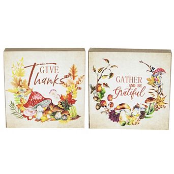 Northlight Give Thanks & Be Grateful Fall Harvest Wall Decor 2 pc Set
