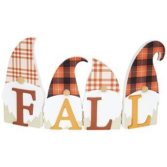 Northlight Plaid Gnomes 10 in Fall Harvest Wooden Sign Table Decor