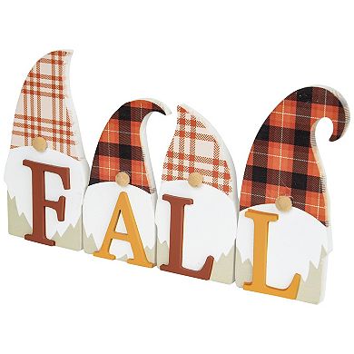 Northlight Plaid Gnomes 10-in. Fall Harvest Wooden Sign Table Decor