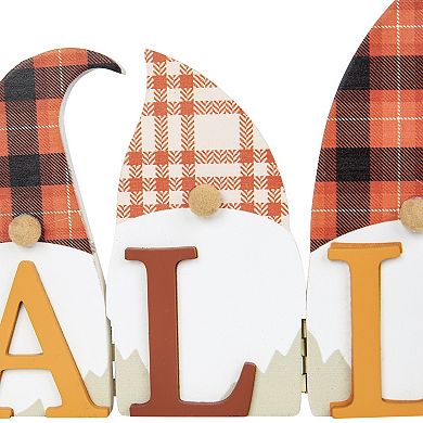 Northlight Plaid Gnomes 10-in. Fall Harvest Wooden Sign Table Decor