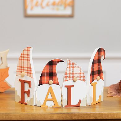 Northlight Plaid Gnomes 10-in. Fall Harvest Wooden Sign Table Decor
