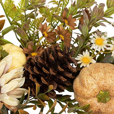 Northlight Artificial Sunflowers & Pumpkins 28-in. Fall Harvest Wreath