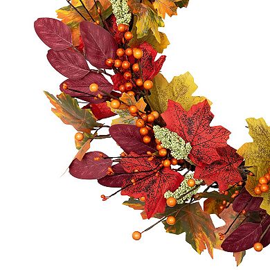 Northlight Artificial Leaves & Berries 20-in. Fall Harvest Wreath