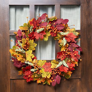 Northlight Artificial Leaves & Berries 20-in. Fall Harvest Wreath