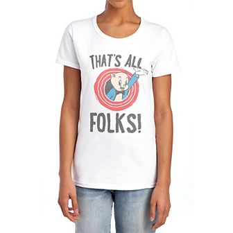 Juniors' Looney Tunes Porky Pig "That's All Folks" Graphic Tee
