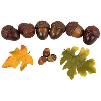 Northlight Fall Harvest Artificial Acorns & Maple Leaves Decor 11 pc Set