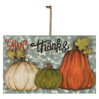 Northlight 16.5 in "Give Thanks" Fall Harvest Pumpkin Wall Decor