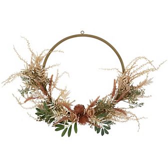 Northlight 24 in Fall Harvest Artificial Pale Roses & Foliage Wreath