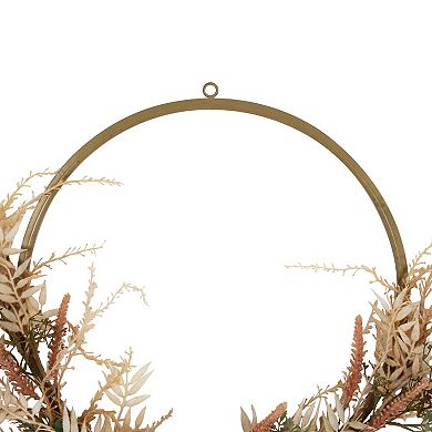 Northlight 24-Inch Fall Harvest Artificial Wreath with Pale Roses & Foliage