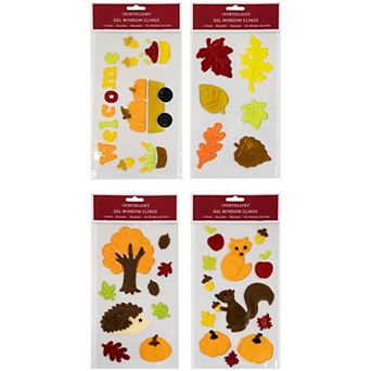 Northlight Double Sided Fall Harvest 4 pc Gel Window Cling Set