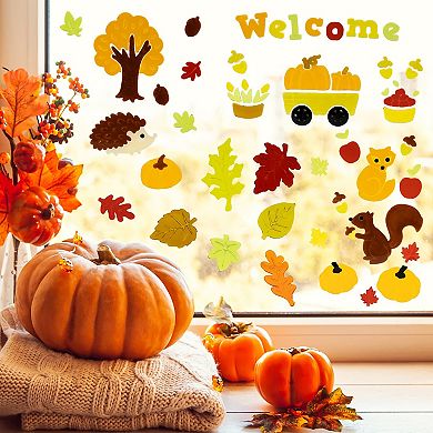 Northlight Double Sided Fall Harvest 4-pc. Gel Window Cling Set