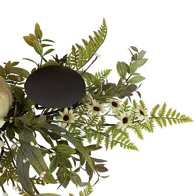 Northlight Sunflower & Pumpkins Fall Harvest Triple Candle Holder - 28 Inches