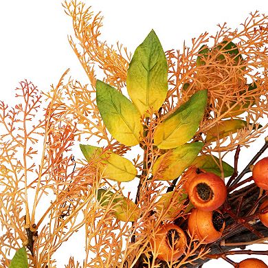 Northlight 24-Inch Berry Caspia & Leaves Fall Harvest Artificial Wreath