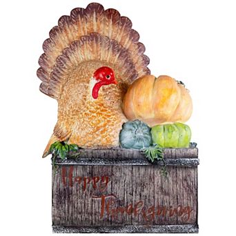 Northlight 20.25-Inch Turkey & Pumpkins 'Happy Thanksgiving' Table Decor