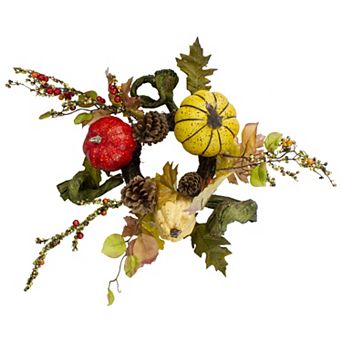 Northlight 13-Inch Pumpkin, Berries & Pine Cone Artificial Fall Harvest Wreath