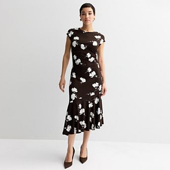 Petite Nine West Flounce Knit Midi Dress
